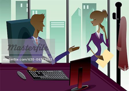 Businessman with his secretary in an office