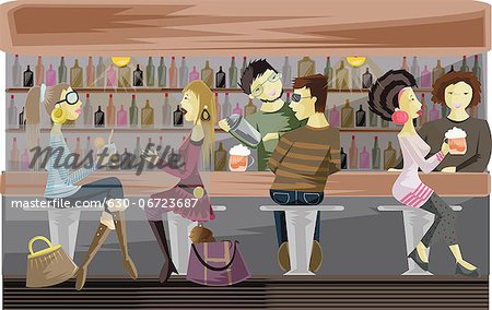 People at a bar counter