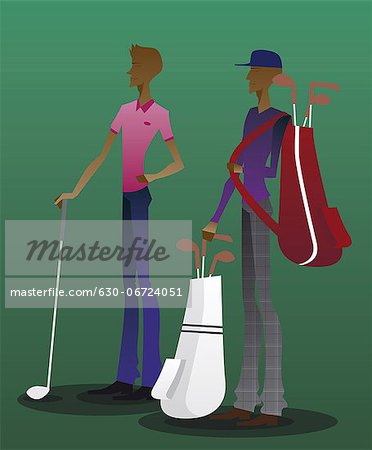 Man standing with a caddy in a golf course