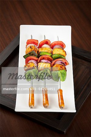 Close-up of grilled vegetable kebab