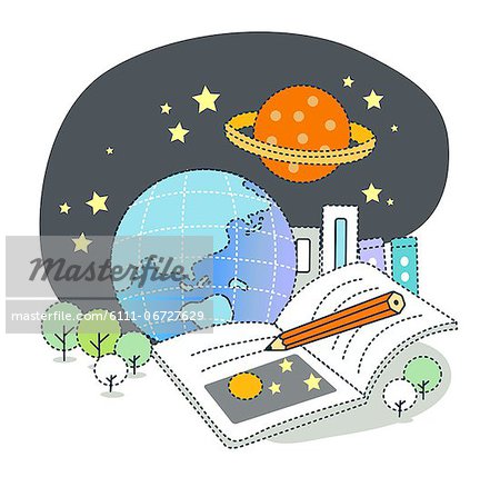 Study of planets with books