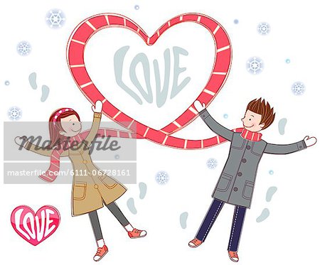 Couple And Heart Shape Symbol Made Up Of Scarf