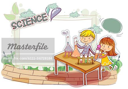 Illustration of children in science class