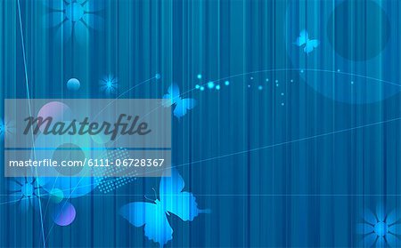 Abstract design of butterfly against blue background