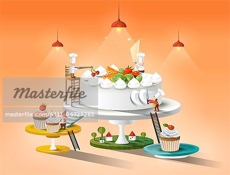 Bakery Worker Making Cake Bakery Worker Making Cake