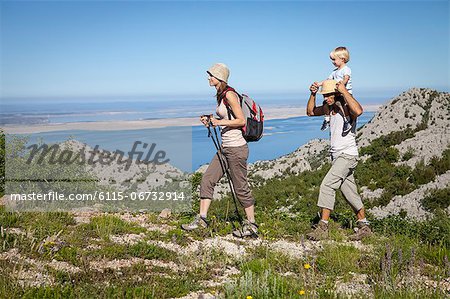 Croatia, Paklenica Family hiking in mountain landscape