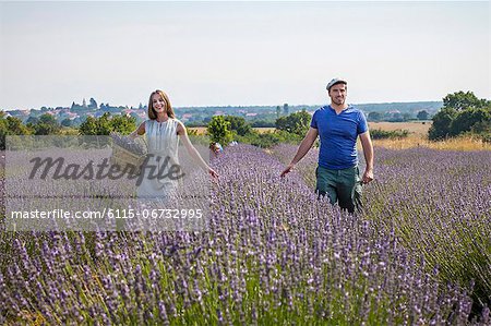 Young Couple In Lavender Field, Croatia, Dalmatia, Europe