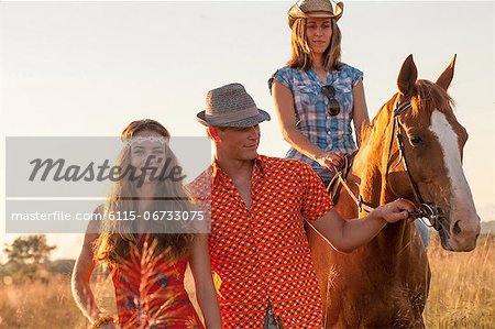 Croatia, Dalmatia, Young people with horse