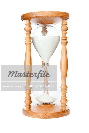 Hourglass against a white background