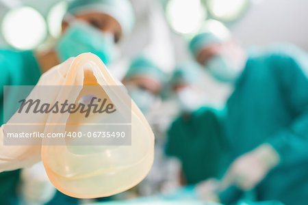 Focus on an oxygen mask in an operating theatre