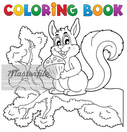 Coloring book squirrel theme 1 - vector illustration.