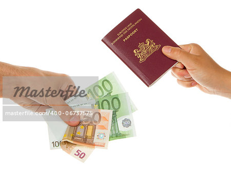 Man paying 250 euro for a dutch passport