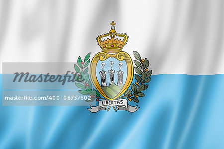 San Marino flag, three dimensional render, satin texture