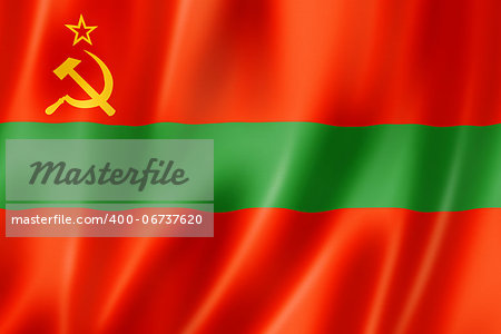 Transnistria State flag, three dimensional render, satin texture