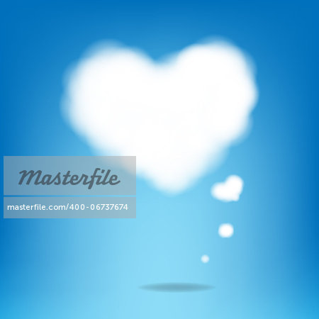 Cloud From Hearts With Blue Background With Gradient Mesh, Vector Illustration