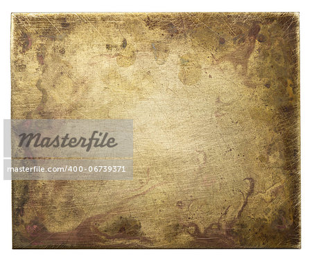 Brass plate texture, old metal background.