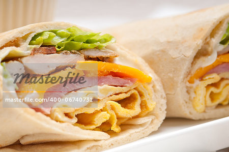 fresh and healthy club sandwich pita bread roll