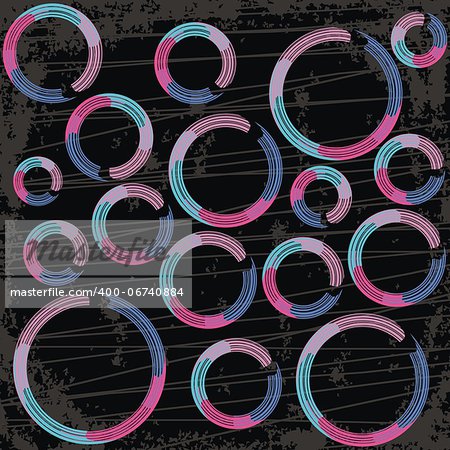 abstract black grunge background with coloured circles
