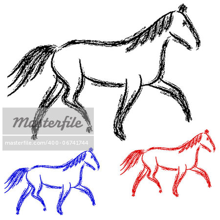 horses outlines. vector collection