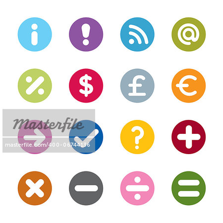Set of modern  web universal icons. 16 different colors.