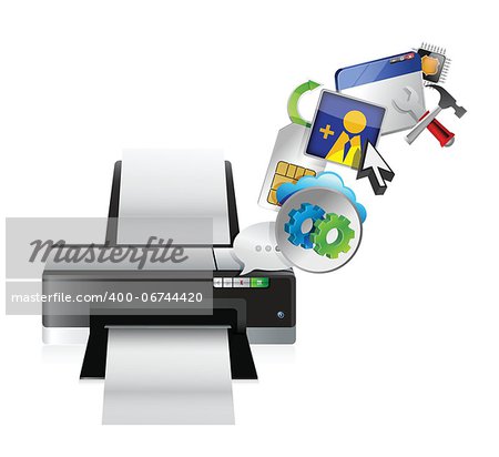 printer settings tools illustration design over a white background