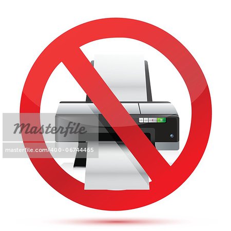 printer do not use sign illustration design over white