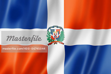 Dominican Republic flag, three dimensional render, satin texture