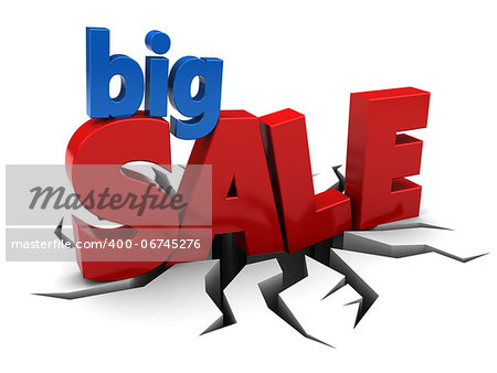 3d illustration of sign big sale over white background