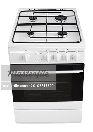 Modern white gas cooker isolated on white with clipping path