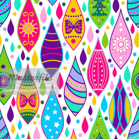 Seamless pattern with Christmas toys and confetti (vector)