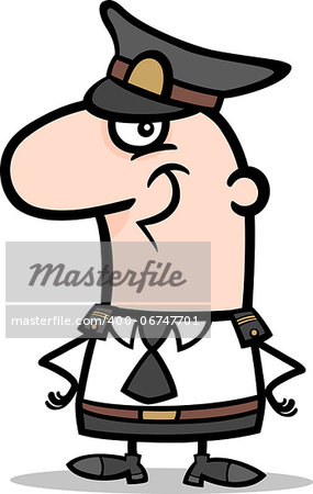 Cartoon Illustration of Funny Policeman Profession Occupation