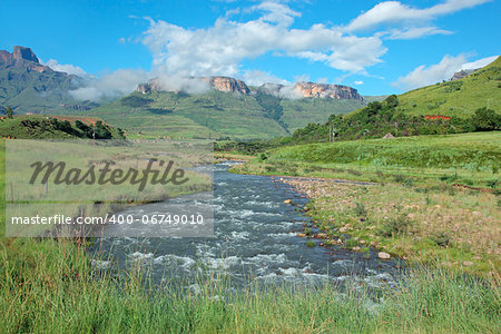 Tugela river with the Drakensberg Mountains beyond, KwaZulu-Natal, South Africa