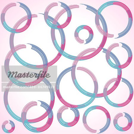 abstract pink and white background with coloured circles