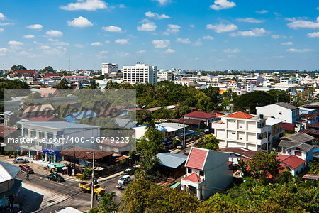 View over the city of Ubonratchathani ,Province  in North-East of Thailand