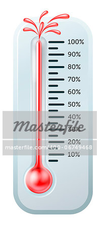 Illustration of a thermometer with the red alcohol bursting through the top.