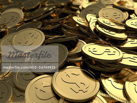 abstract 3d illustration of golden coins background