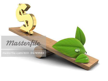 abstract 3d illustration of money or nature choice