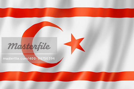 Northern Cyprus flag, three dimensional render, satin texture