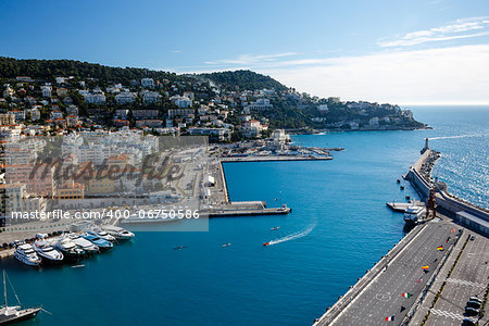 Aerial View on Port of Nice and Luxury Yachts, French Riviera, France