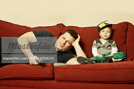 Father and Son watching TV