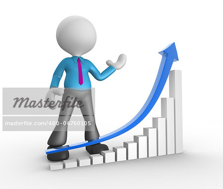 3d people - man, person with a chart  financial. Success.