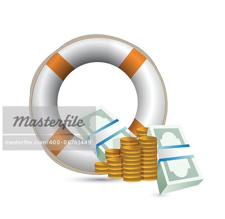 economy bailout illustration over a white background
