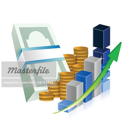business successful graph profits illustration design over a white background