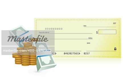 checkbook and business profits illustration design over a white background