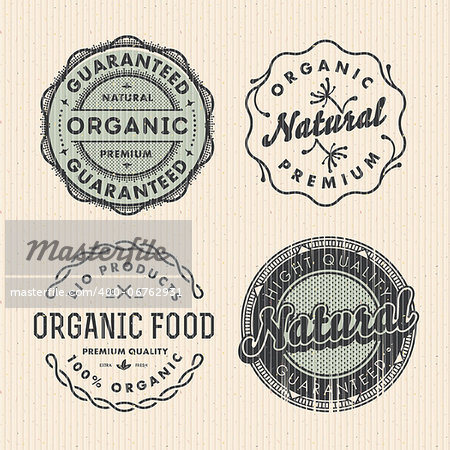 Set vintage organic labels, vector Eps10 illustration.