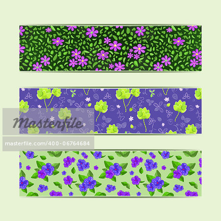 Set of Golorful Vector Floral Horizontal Banners. Flower Pattern