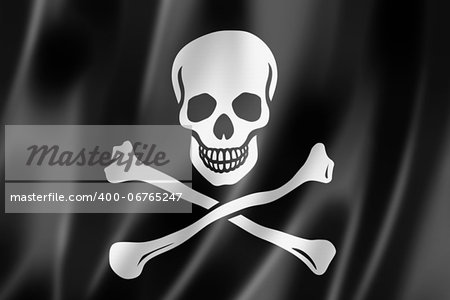 Pirate flag, Jolly Roger, three dimensional render, satin texture