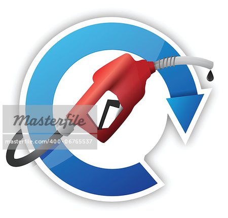 cycle with a gas pump nozzle illustration design over a white background