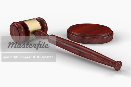 3D judge hammer, mallet or gavel with clipping path