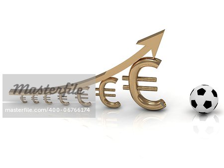 UEFA Cup and chart the growth of the euro currency on white background